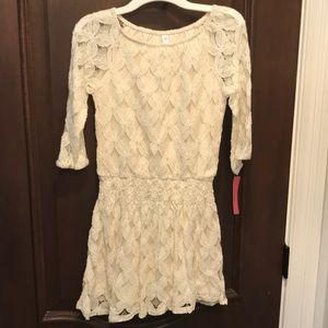 Cream lace mini dress